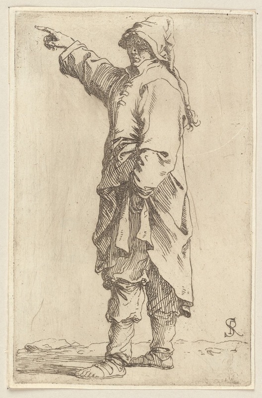 Man Standing, with Arm Raised, Pointing Toward the Left by Сальватор Роза, 1656 - 1657 — digital art print download