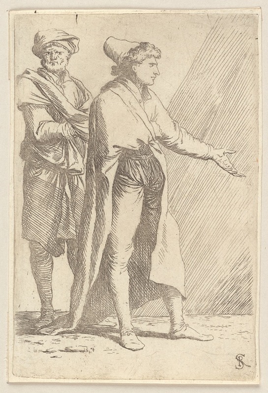 Man Striding Followed by a Retainer by Сальватор Роза, 1656 - 1657 — digital art print download