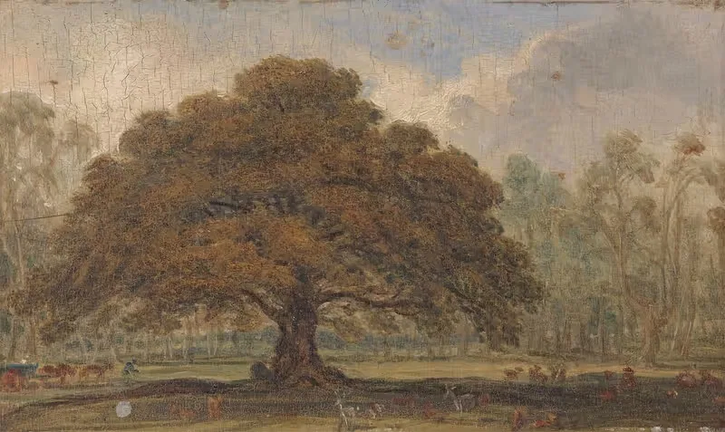 Пейзаж с оленями под "Дубом нищего", парк Дагота... by Джеймс Уорд, 1820-1830 — digital art print download