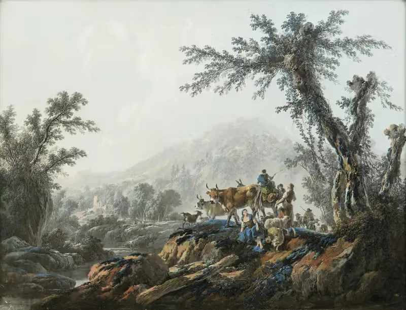 Пасторальный пейзаж by Жан-Батист Пилеман, 1790 — digital art print download