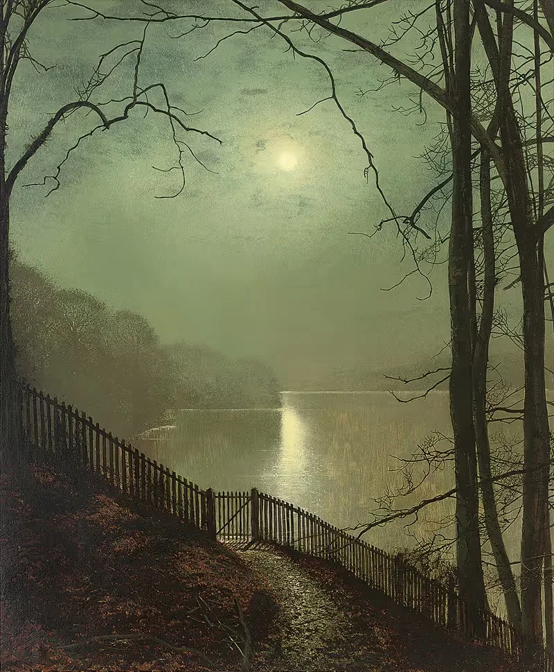 Moonlight on the lake, Roundhay Park, Leeds — John Atkinson Grimshaw