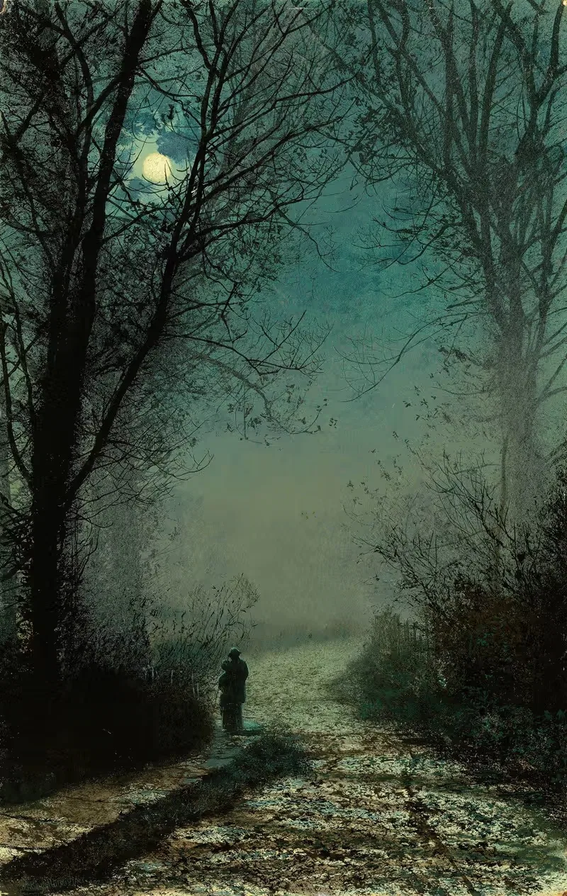 Влюбленные на лунной дорожке by Джон Аткінсон Гримшоу, 1873 — digital art print download