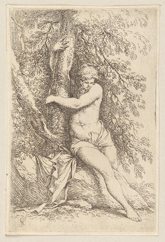Nude, Seated, Holding Onto a Tree by Сальватор Роза, 1656 - 1657 — digital art print download