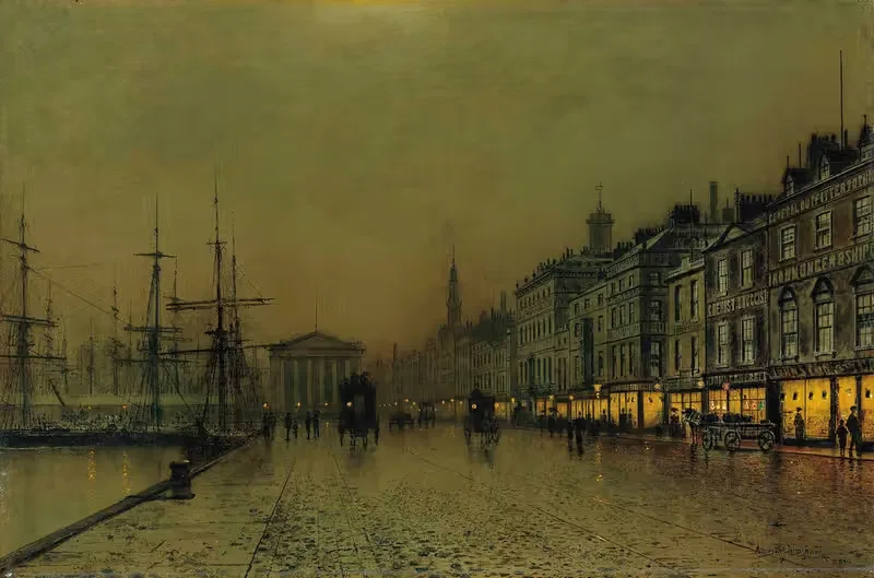 Пристань Гриноука ночью by Джон Аткінсон Гримшоу, 1892 — digital art print download
