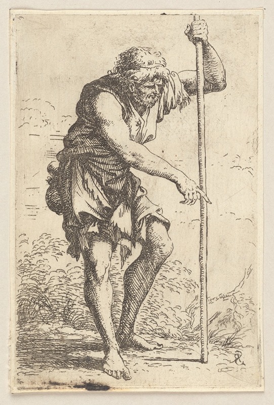 Peasant with Staff by Сальватор Роза, 1656 - 1657 — digital art print download