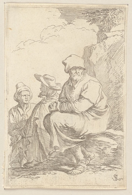 Seated Peasant with Two Other Men by Сальватор Роза, 1656 - 1657 — digital art print download
