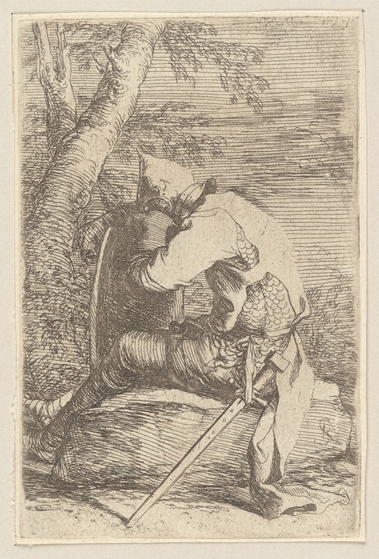 Seated Soldier Leaning on His Shield by Сальватор Роза, 1656 - 1657 — digital art print download