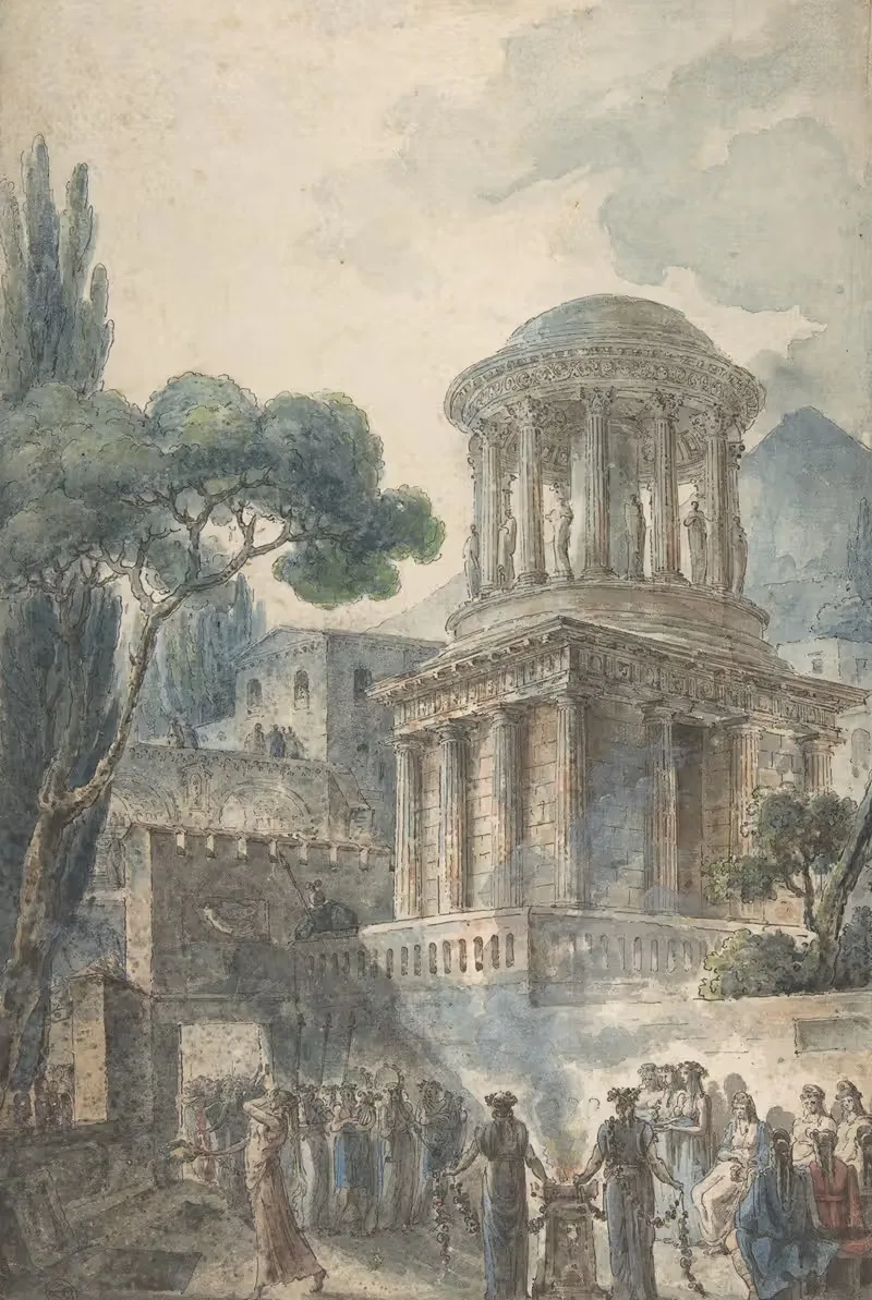 Ancient Scene with a Funeral Ceremony for an Actor — Louis Jean Desprez