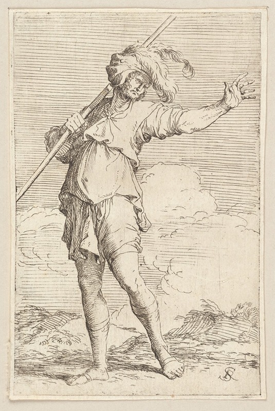 Soldier Carrying a Cane Striding Toward the Left — Salvator Rosa