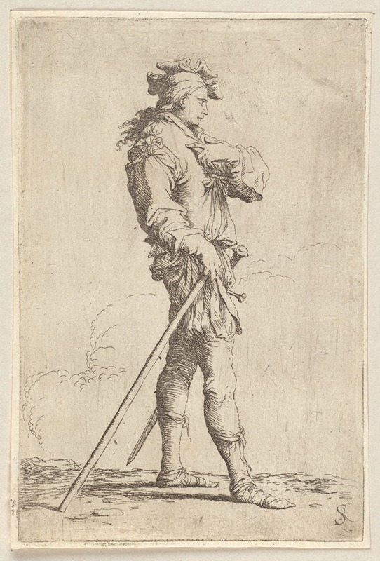 Soldier in Profile with Sword and Cane, Facing Right — Salvator Rosa