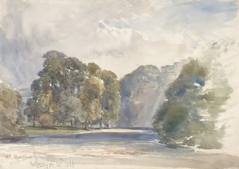 On the Wharfe, Bolton Abbey — William Callow