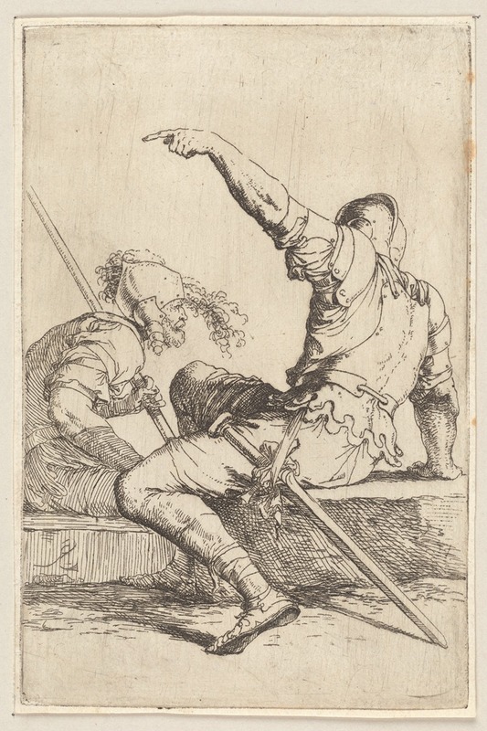 Two soldiers Seated on a Rectangular Stone by Сальватор Роза, 1656 - 1657 — digital art print download