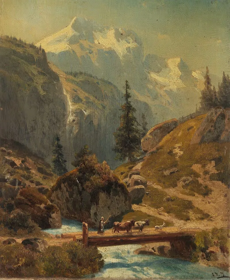 Gebirgsbach im Hochgebirge — Adolf Conrad Mosengel