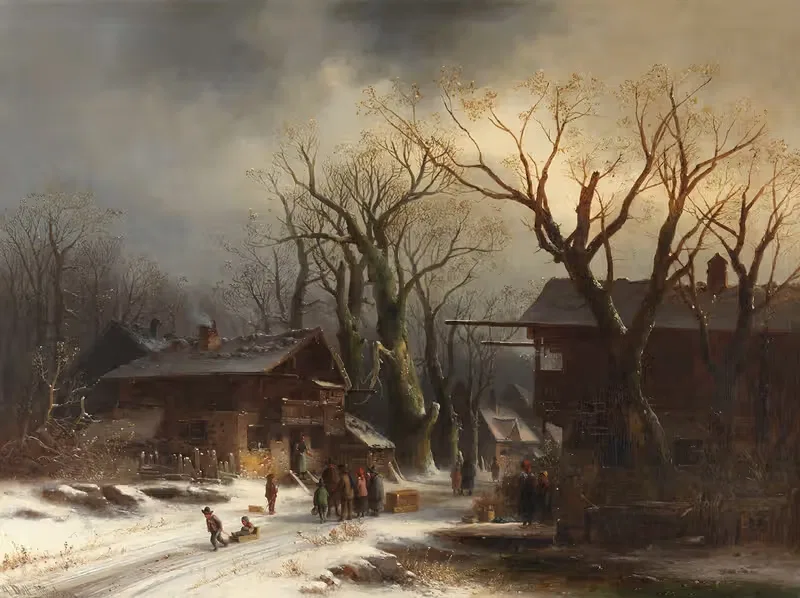 Verschneites Dorf by Anton Doll — digital art print download