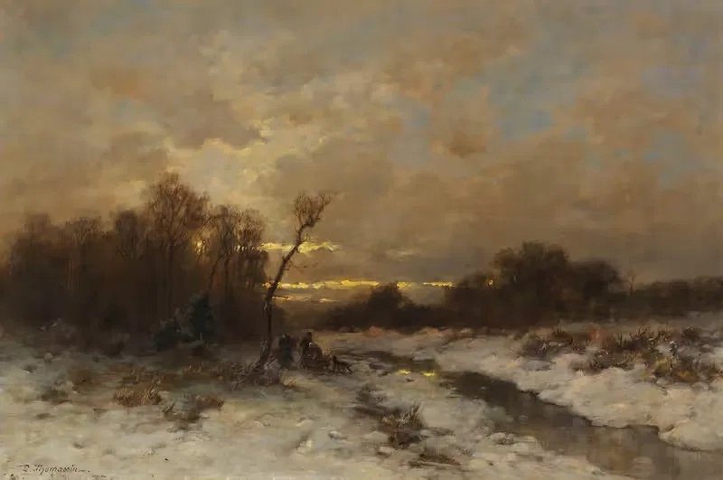 Winterlandschaft mit Reisigsammlern by Désiré Thomassin, 1890 — digital art print download