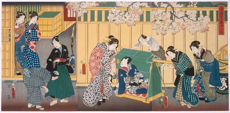 Present-day Genji Visiting the Rokujō Mansion — Utagawa Kunisada (Toyokuni III)