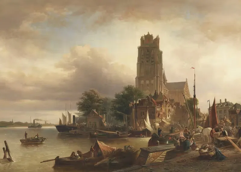 Ansicht von Dordrecht mit der Grote Kerk — Elias Pieter van Bommel