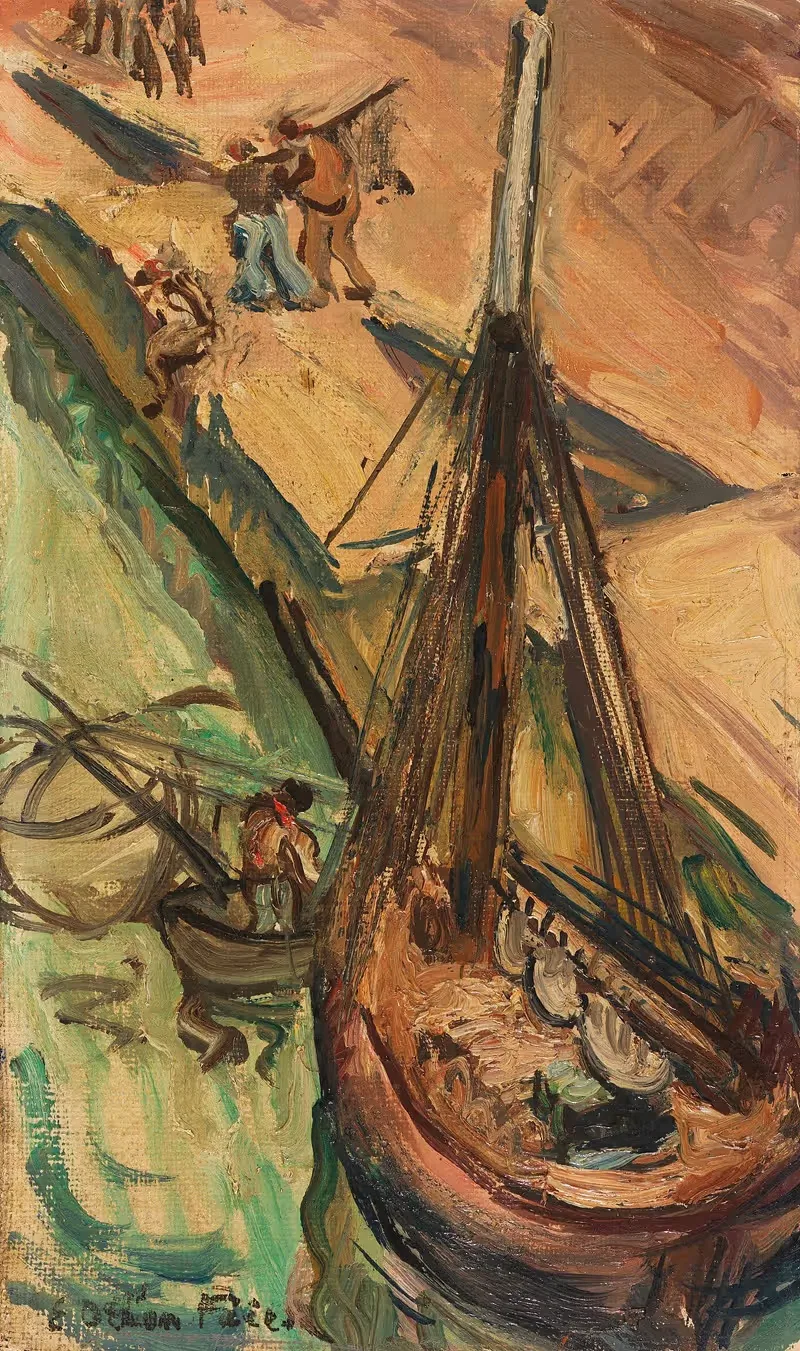 Segelkutter an der Kaimauer by Emile Othon Friesz, 1920-1925 — digital art print download