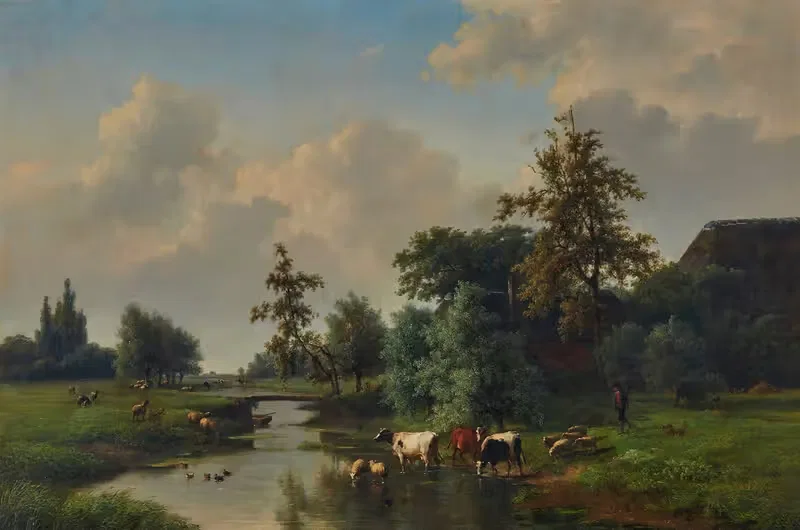 Farm Animals By A Stream by Eugène Joseph Verboeckhoven — digital art print download
