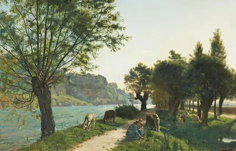 Овцы на тропе ив by Фердинанд Ходлер, 1878 — digital art print download