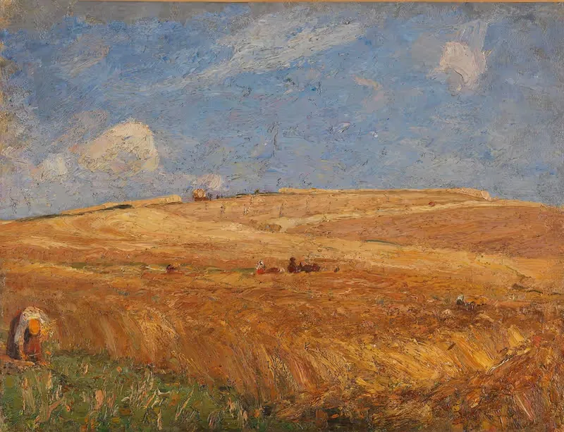 Landschaft mit Kornfeld by Gustav Kampmann, 1900 — digital art print download