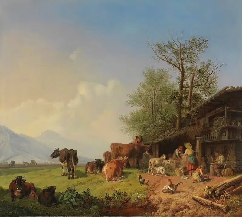 Ферма с колодцем by Генрих Бюркель, 1850 — digital art print download
