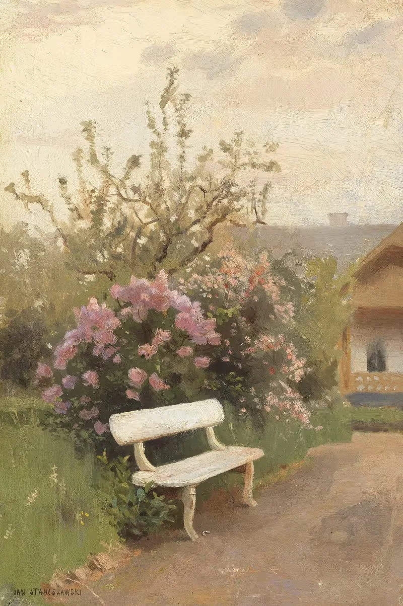 Белая садовая скамейка by Ян Станиславский — digital art print download
