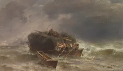 Heuschiff im Sturm by Joseph Wopfner — digital art print download