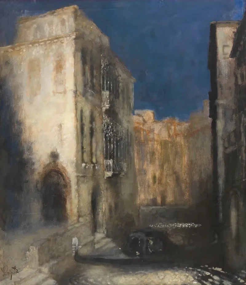 Kanal in Venedig bei Mondschein — Karl Leipold