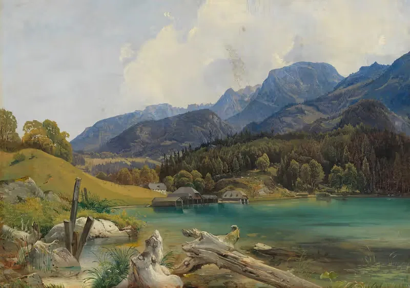 Königssee mit dem Einschiffungsplatz by Leopold Rottmann — digital art print download