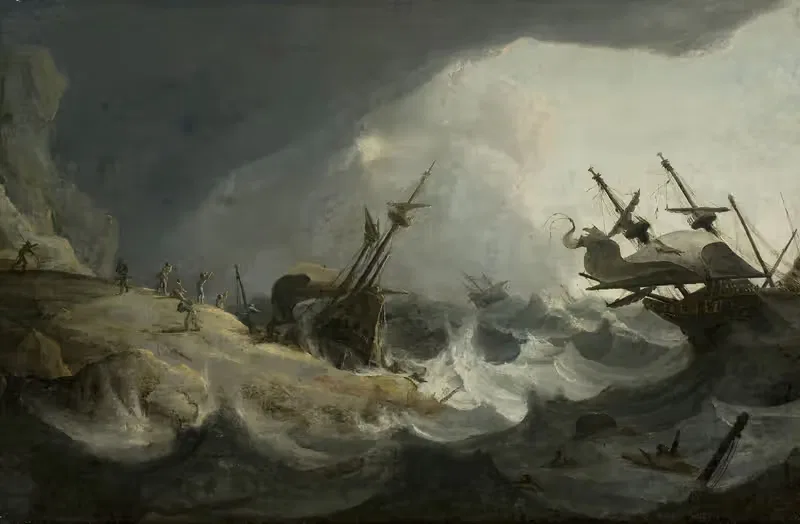 Shipwreck during the storm on 1–3 March — Follower of Ludolf Backhuysen