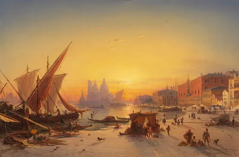 Venedig im Abendlicht by Ludwig Mecklenburg, 1854 — digital art print download