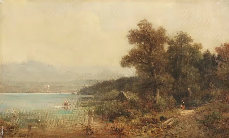 Обербайрская озерная местность by Людвиг Шкель, 1900 — digital art print download