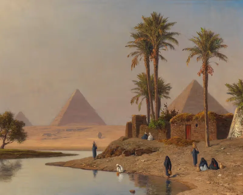 Die Pyramiden bei Gizeh by Michael Haubtmann, 1880 — digital art print download