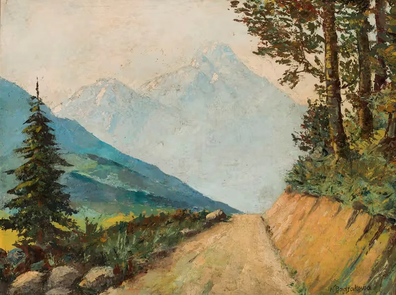 Mountain landscape with a road by Nevena Badjakowa — digital art print download