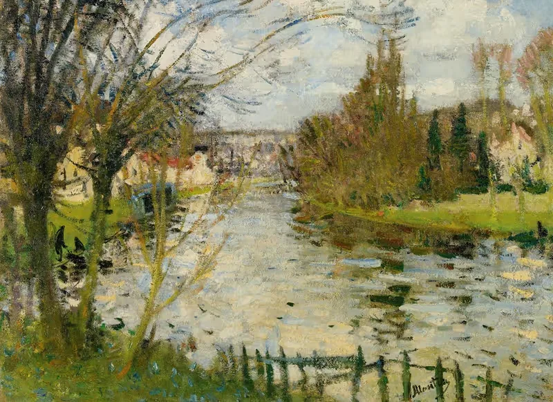 Village Au Bord De Rivière — Pierre-Eugène Montézin