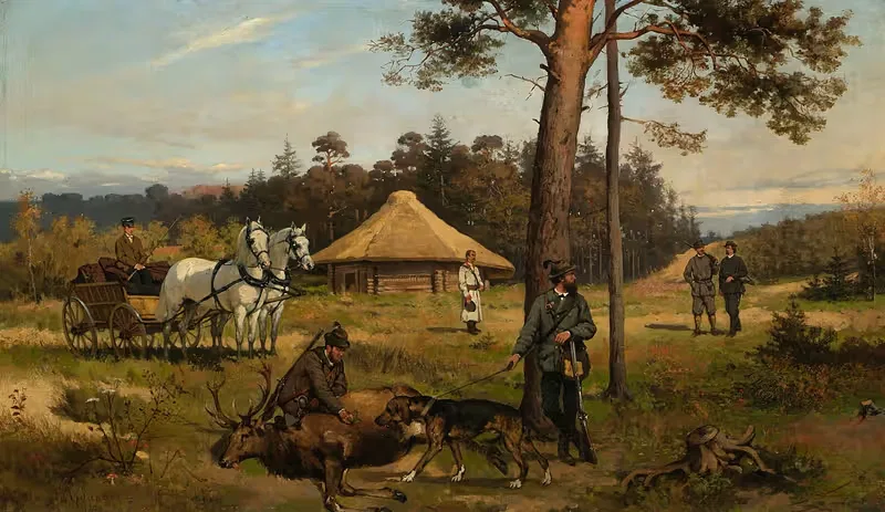 После охоты на оленя by Тадеуш Айдукевич, 1877 — digital art print download