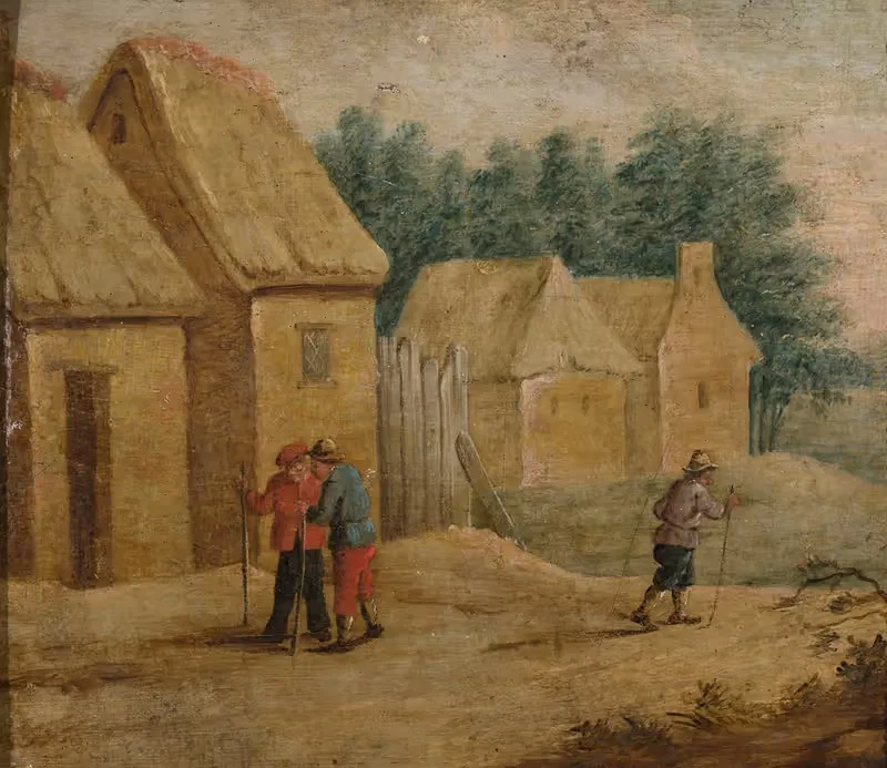 Village buildings with peasants — Thomas van Apshoven