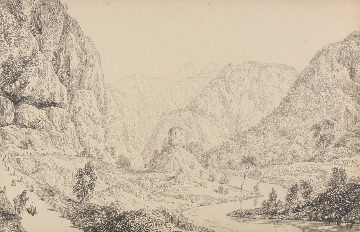 View on the Eisak near Mittenwald by Сэр Чарльз Д'Ойли, 1840 — digital art print download