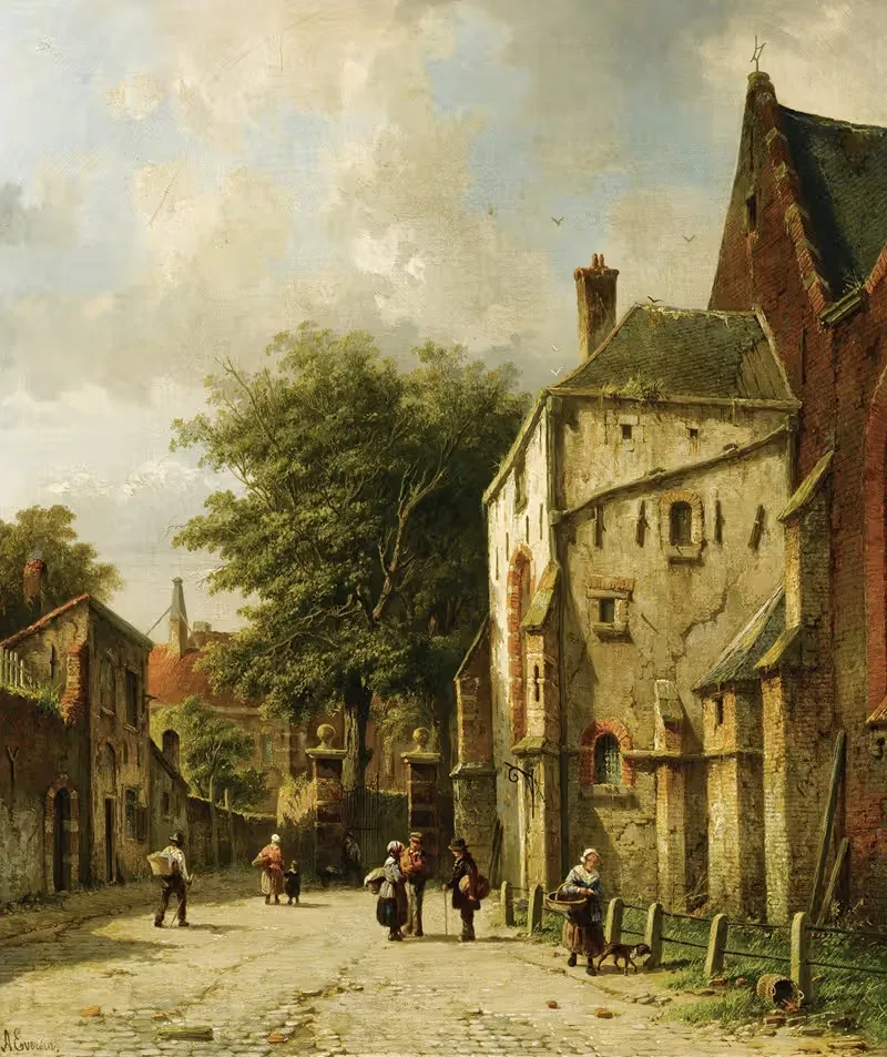 A Streetscene In A Dutch Town — Адрианус Эверсен