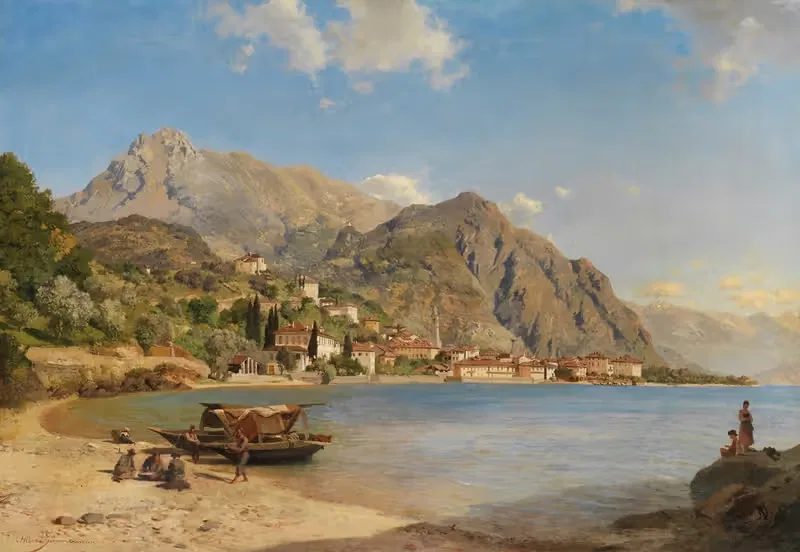 Am Ufer des Comer Sees (Menaggio) by Albert Zimmermann, 1858 — digital art print download