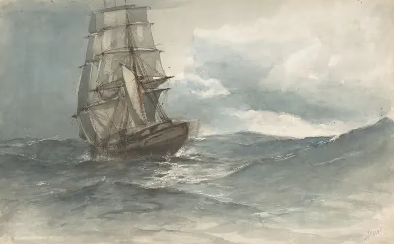 Ship at Sea by Albert Ernest Markes — digital art print download