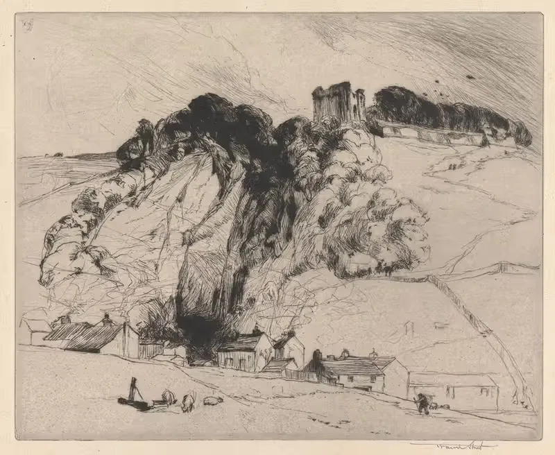 Замок Певерил, Дербишир by Сэр Фрэнк Шорт, 1908 — digital art print download
