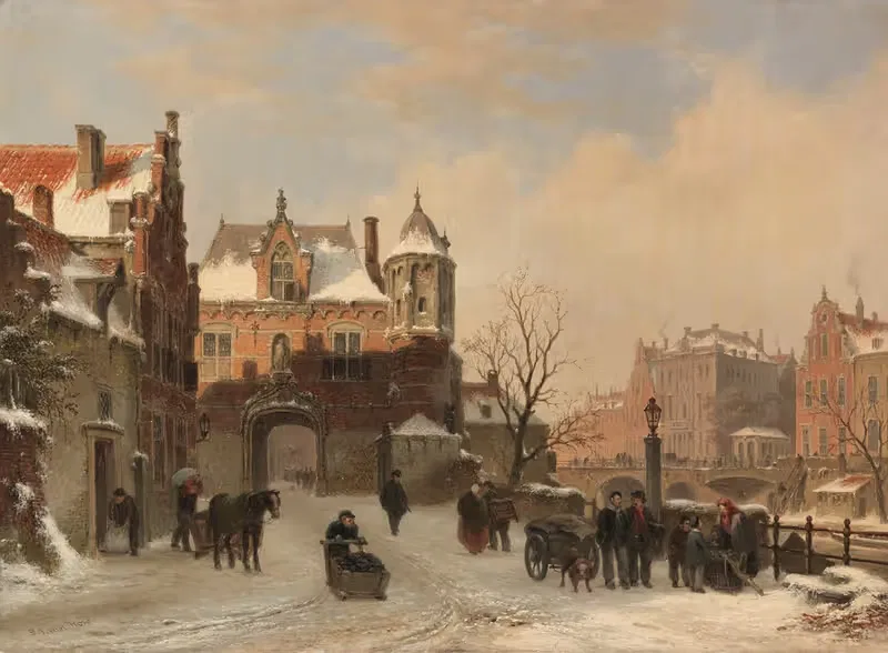 Winterliche Stadtansicht by Bartholomeus Johannes van Hove, 1840 — digital art print download