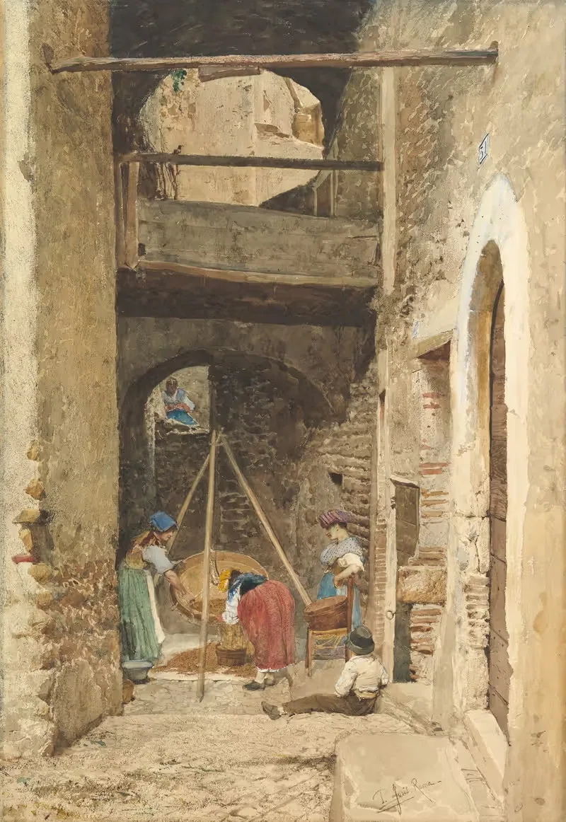 Итальянский дворик и фигуры by Кавалиере Пио Йорис, 1843–1921 — digital art print download