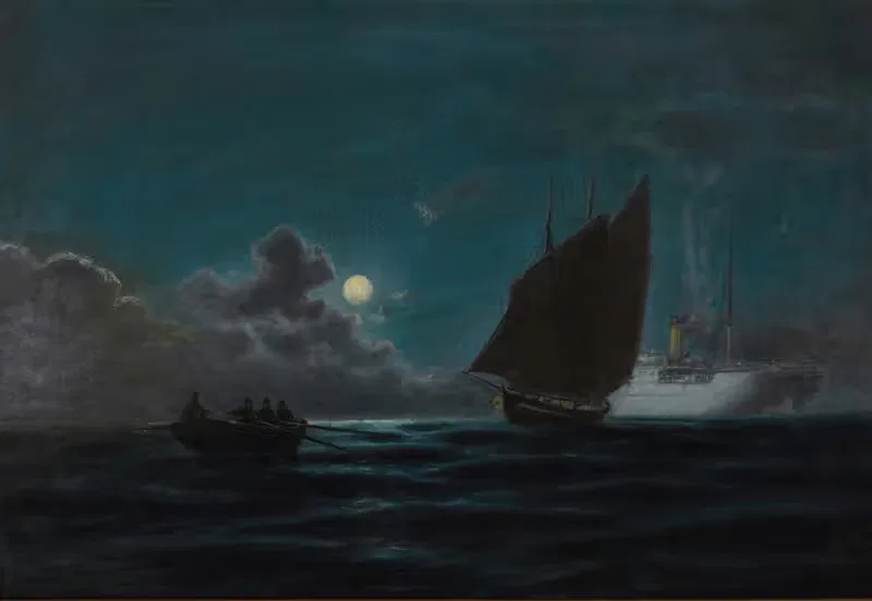 Ships By Moonlight by Emilios Prosalentis — digital art print download