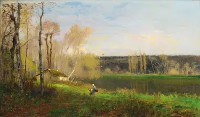 Женщина и ребенок у пруда by Федерико Россано — digital art print download