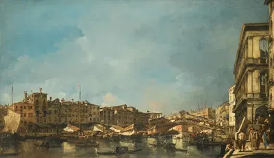 Венеция, вид на мост Риальто, смотря на север, с Фондамента дель Карбон by Франческо Гуарди — digital art print download