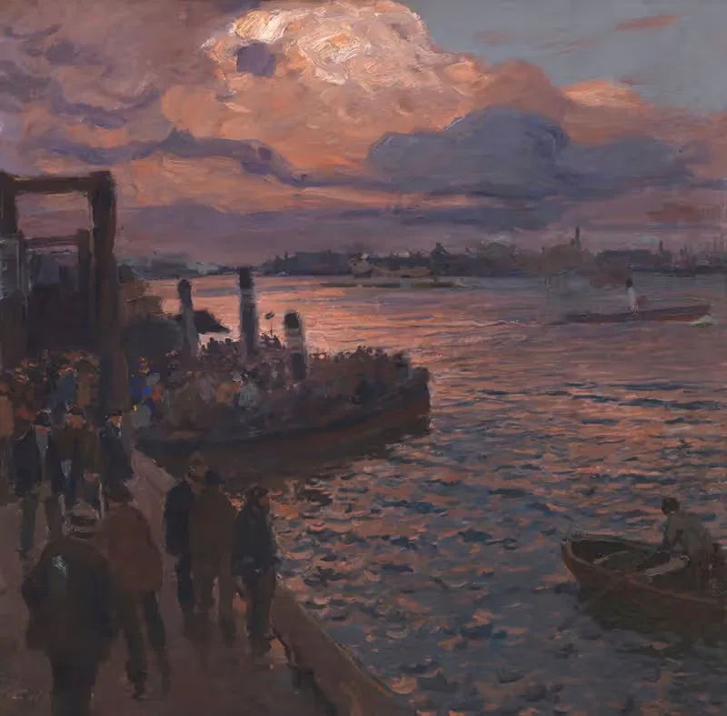 Гамбургский порт в вечернем свете by Фридрих Кальморген, 1900 — digital art print download