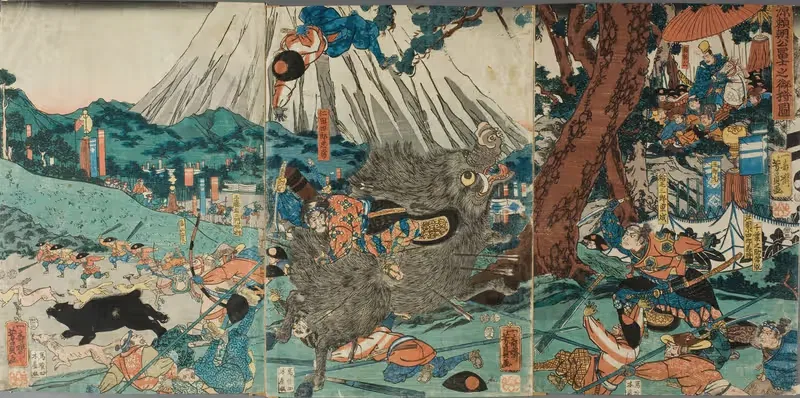 Lord Yoritomo's Hunt on Mt. Fuji — Utagawa Yoshikazu